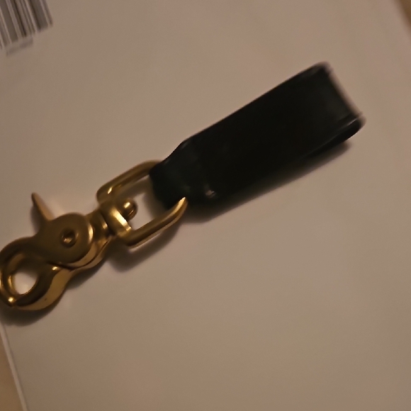 Coach Black Leather Key Chain with Gold Accents - Picture 3 of 3